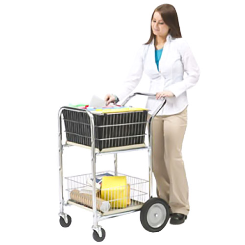 Charnstrom Compact Dual Handle Wire Basket Mail Room and Office Delivery  Cart (M241) - EngineerSupply