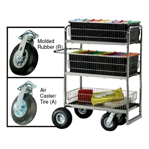 Charnstrom Triple Decker Wire Basket Mail Cart With 2 Choices Of